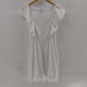 Old Navy Waist Defined Flutter Sleeve Tie Back Mini Dress Size Medium Eyelet